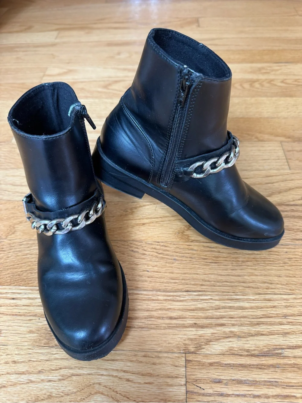 Zara Girls Moto Boots with Chain Detail